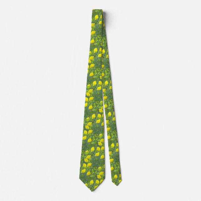 Artistic Lemon Tree Tie for Men (Front)