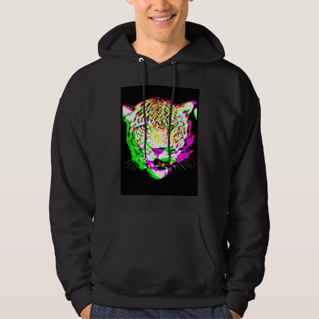 Artistic Leopard Psychedelic Animal Cool Colorful Hoodie (Front)
