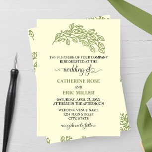 Artistic Line Leaves Wedding Invitation
