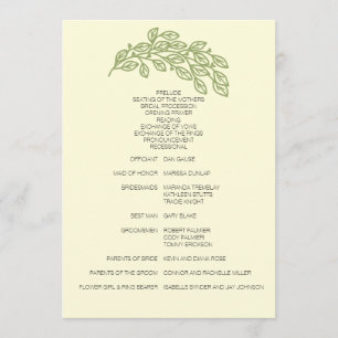 Artistic Line Leaves Wedding Programme
