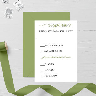 Artistic Line Leaves Wedding RSVP Card