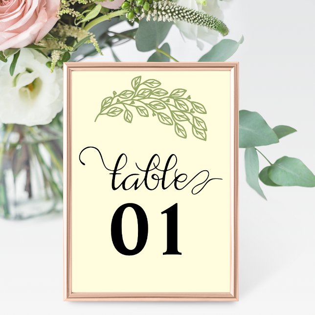 Artistic Line Leaves Wedding Table Number (Creator Uploaded)
