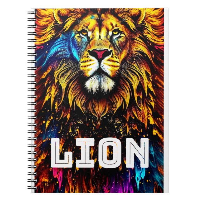 Artistic Lion Art Colour Splash Notebook (Front)