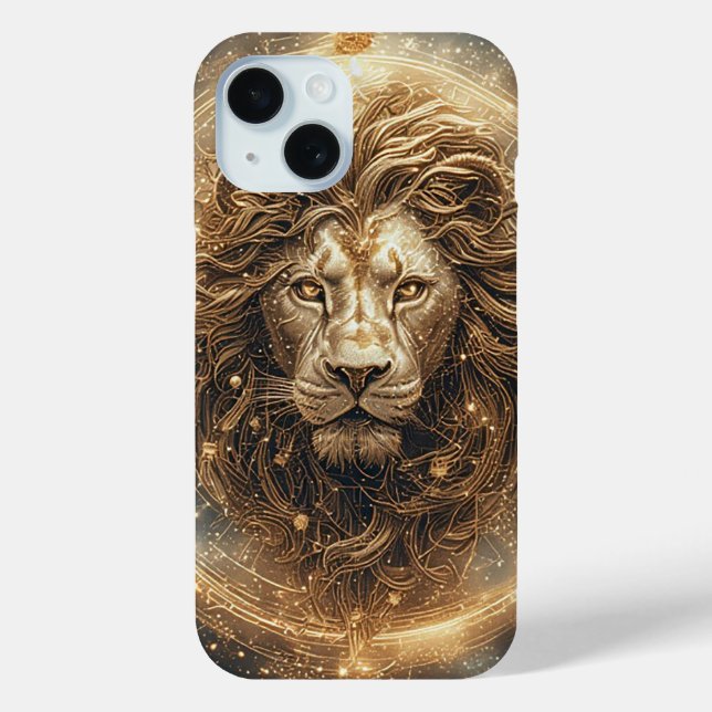Artistic Lion with Golden Geometric  Case-Mate iPhone Case (Back)