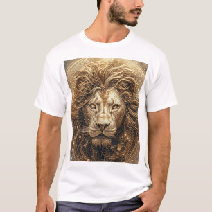 Artistic Lion with Golden Geometric T-Shirt