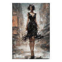 Artistic Little Black Dress Rendering AI-Enhanced