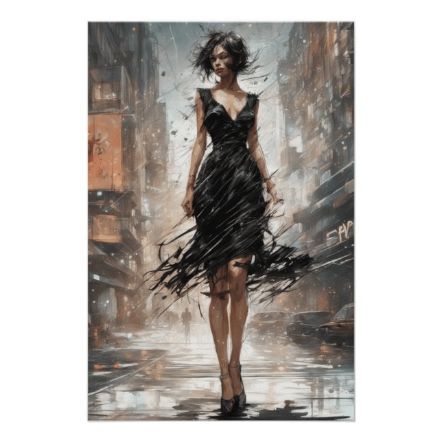 Artistic Little Black Dress Rendering AI-Enhanced Poster (Front)