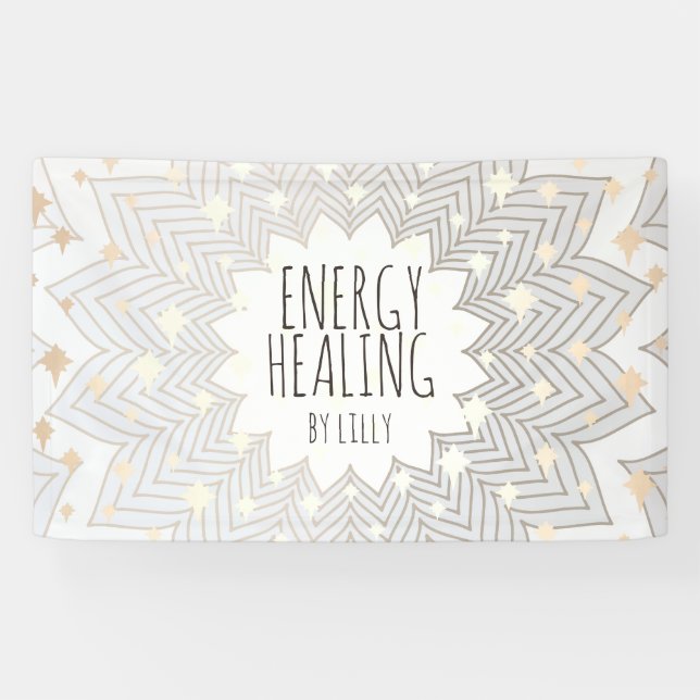 Artistic Lotus Flower Mandala Holistic Healer Busi Banner (Horizontal)