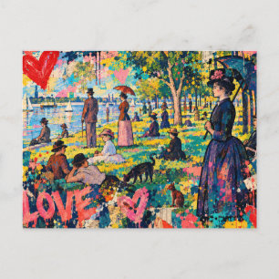 Artistic Love Impressionist Park Holiday Christmas Postcard