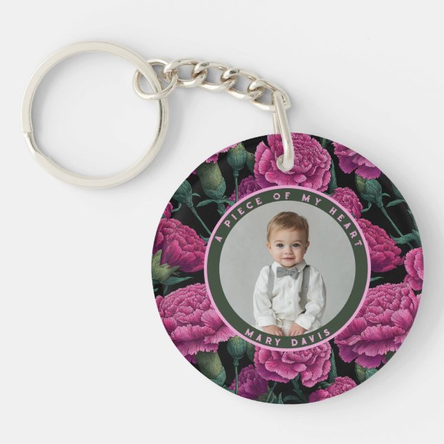 Artistic love memory Carnation Floral Key Ring (Front)