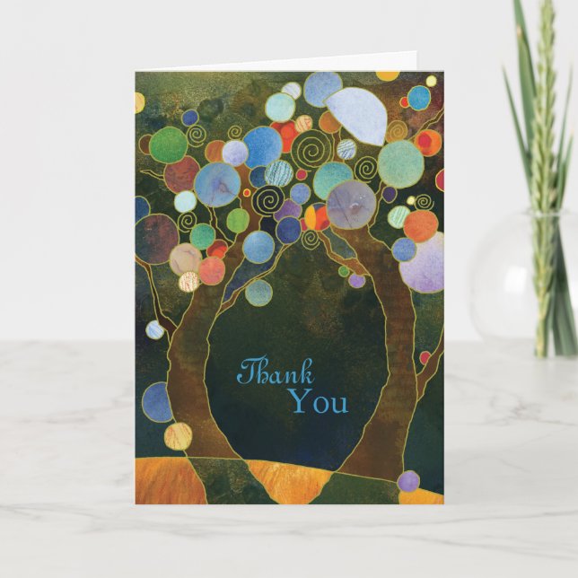 Artistic Love Trees Wedding Thank You (Front)