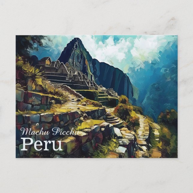 Artistic Machu Picchu Peru Postcard (Front)