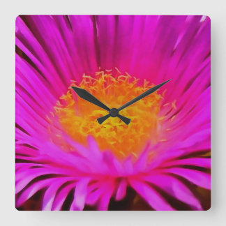 Artistic Magenta Pink Aster Flower Floral Art Square Wall Clock
