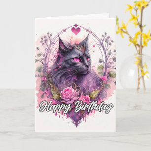 Artistic Majestic Kitty Cat Illustration Card