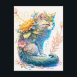 Artistic Majestic Kitty Cat Illustration Postcard<br><div class="desc">This creative postcard features an illustration of magical kitty cat.</div>