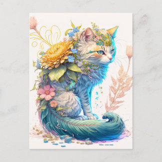 Artistic Majestic Kitty Cat Illustration Postcard