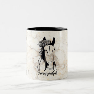 Artistic Marble Style Horse Lovin' Gal Mug