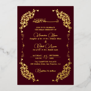 Artistic Maroon Burgundy Floral Paisley Wedding