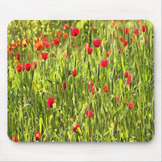 Artistic Meadow Poppy Landscape Mouse Mat