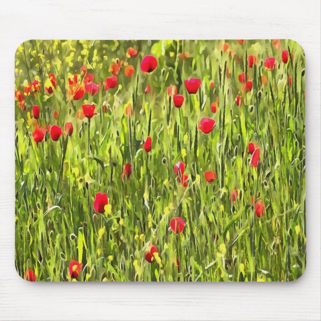 Artistic Meadow Poppy Landscape Mouse Mat (Front)