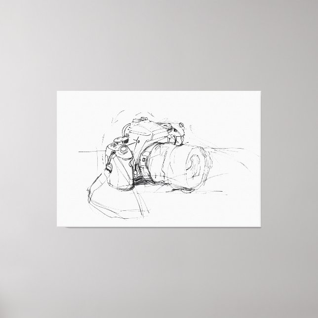 Artistic Minimal Camera Sketch - Premium Canvas Print (Front)