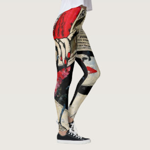 Artistic modern classic hand drawn watercolor art leggings