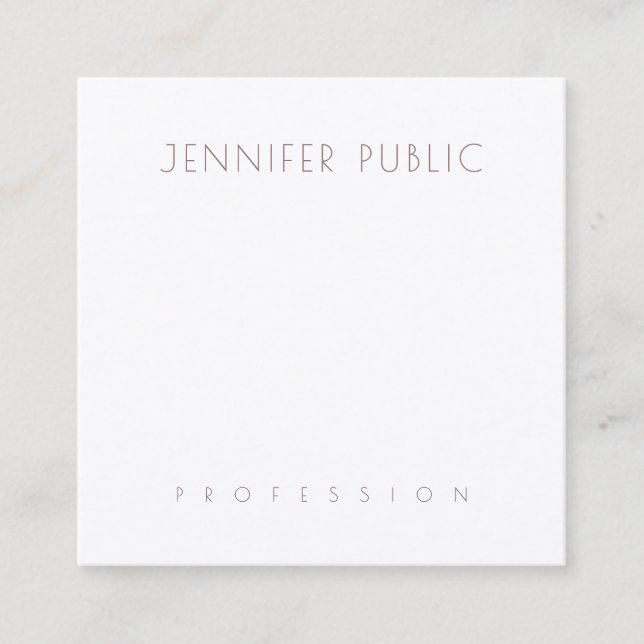 Artistic Modern Design Professional Luxury Plain Square Business Card (Front)
