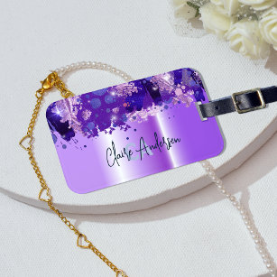 Artistic Modern Glam Purple Lavender Metallic Luggage Tag