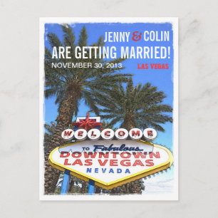 Artistic Modern Las Vegas Photo Save The Date Announcement Postcard