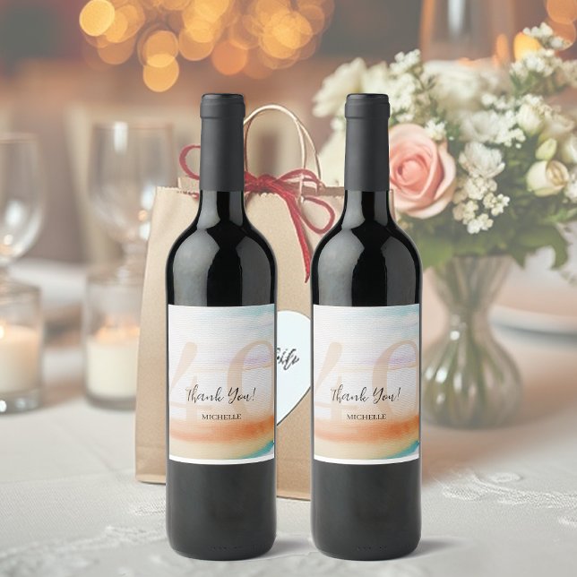 Artistic Modern Rainbow Thank You Birthday Liquor Bottle Label (Creator Uploaded)