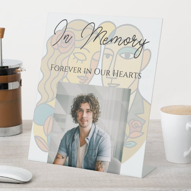 Artistic Modern Silhouette Wedding In Memory Pedestal Sign (In SItu)