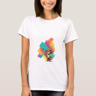 Artistic Monkey Painter with Colourful Brush Strok T-Shirt