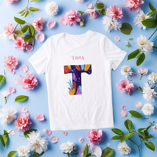 Artistic Monogram - Letter T Bold & Colourful Gift Tri-Blend Shirt
