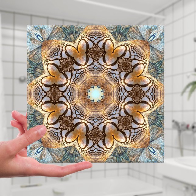 Artistic Mosaic Nature Pattern Ceramic Tile (Ceramic tile featuring a geometric abstract design based on original animal skin prints)