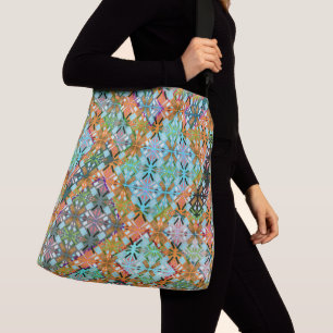 Artistic Multi Colour Green Diamond Pattern Crossbody Bag
