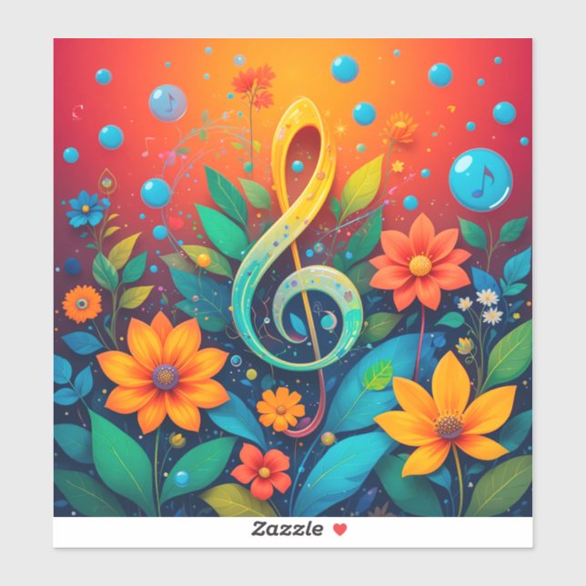 Artistic Musical Note Surrounded By Colourful Flow (Sheet)