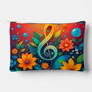 Artistic Musical Note Surrounded By Colourful Flow Accessory Pouch
