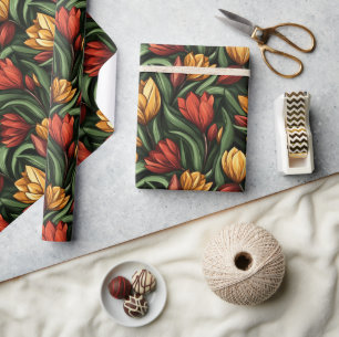 Artistic Nature Tulip Flower Wrapping Paper