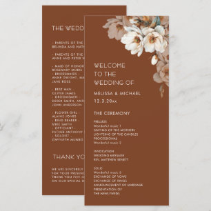 Artistic Neutral Flowers Terracotta Wedding Programme