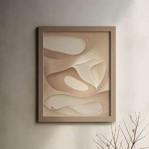 Artistic Neutral Tones Fluid Abstract Art Poster