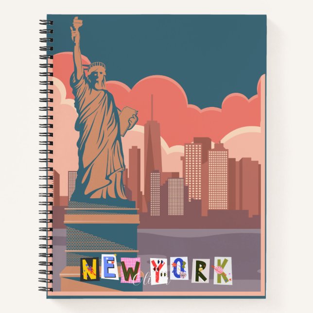 Artistic New York Skyline Personalised  Notebook (Front)