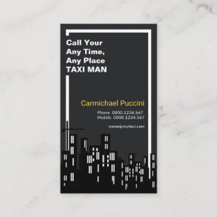 Artistic Night Silhouette White Border Taxi Driver Business Card
