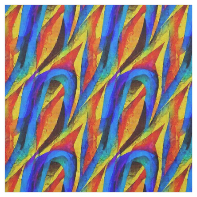 Artistic Norwegian hand painted abstract Blue Fabric (Swatch)