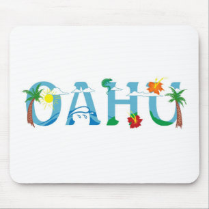 Artistic Oahu Hawaii word art Mouse Mat
