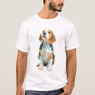 Artistic Oil Paint Beagle Puppy Portrait Men T-Shirt
