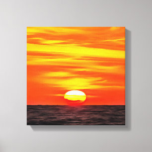 Artistic Orange Aegean Sunset Akyaka  Canvas Print