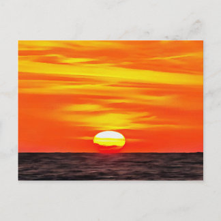 Artistic Orange Aegean Sunset Akyaka Postcard