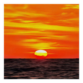 Artistic Orange Aegean Sunset Akyaka  Poster