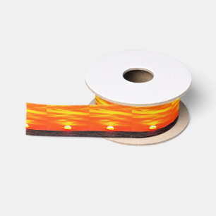 Artistic Orange Aegean Sunset Akyaka Satin Ribbon
