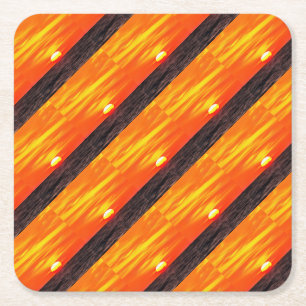 Artistic Orange Aegean Sunset Akyaka  Square Paper Coaster